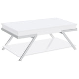 Marcia Wood Rectangular Lift Top Coffee Table White High Gloss and Chrome from Coaster - Luna Furniture