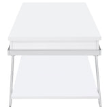 Marcia Wood Rectangular Lift Top Coffee Table White High Gloss and Chrome from Coaster - Luna Furniture