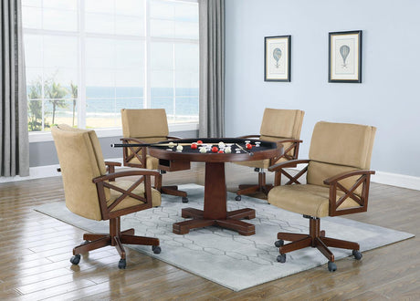 Marietta 5-Piece Game Table Set Tobacco/Tan - 100171-S5 - Luna Furniture