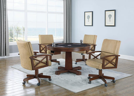 Marietta 5-Piece Game Table Set Tobacco/Tan - 100171-S5 - Luna Furniture