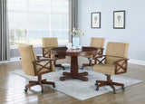 Marietta 5-Piece Game Table Set Tobacco/Tan - 100171-S5 - Luna Furniture