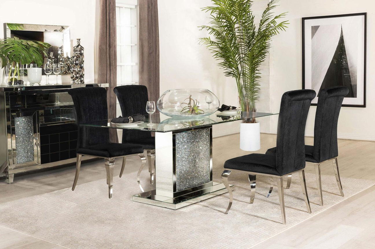 Marilyn Mirror/Black 5-Piece Rectangular Dining Set from Coaster - Luna Furniture