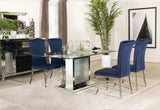 Marilyn Mirror/Ink Blue 5-Piece Rectangular Dining Set from Coaster - Luna Furniture