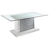 Marilyn Pedestal Rectangle Glass Top Dining Table Mirror from Coaster - Luna Furniture