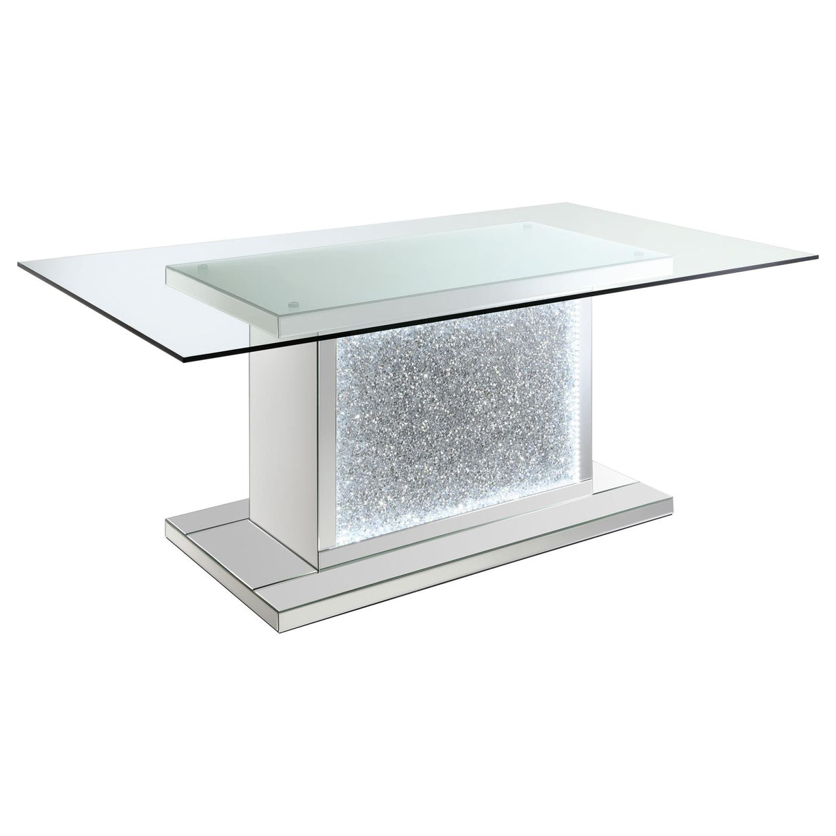 Marilyn Pedestal Rectangle Glass Top Dining Table Mirror from Coaster - Luna Furniture