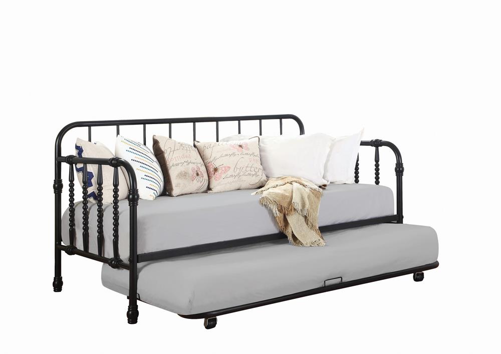 Marina Black Twin Metal Daybed with Trundle from Coaster - Luna Furniture