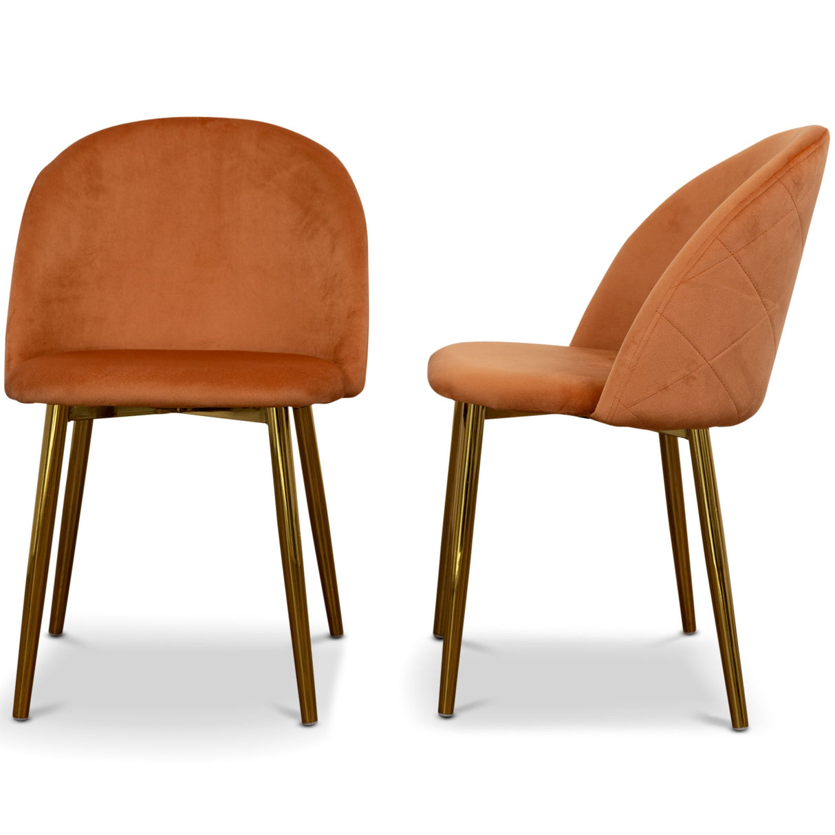 Marion Mid Century Modern Dining Chair (Set of 2) Orange Velvet - AFC00150 - Luna Furniture