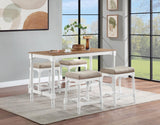 Martina Brown/White 5-Piece Rectangular Counter Height Dining Set with Stools from Coaster - Luna Furniture