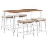 Martina Brown/White 5-Piece Rectangular Counter Height Dining Set with Stools from Coaster - Luna Furniture