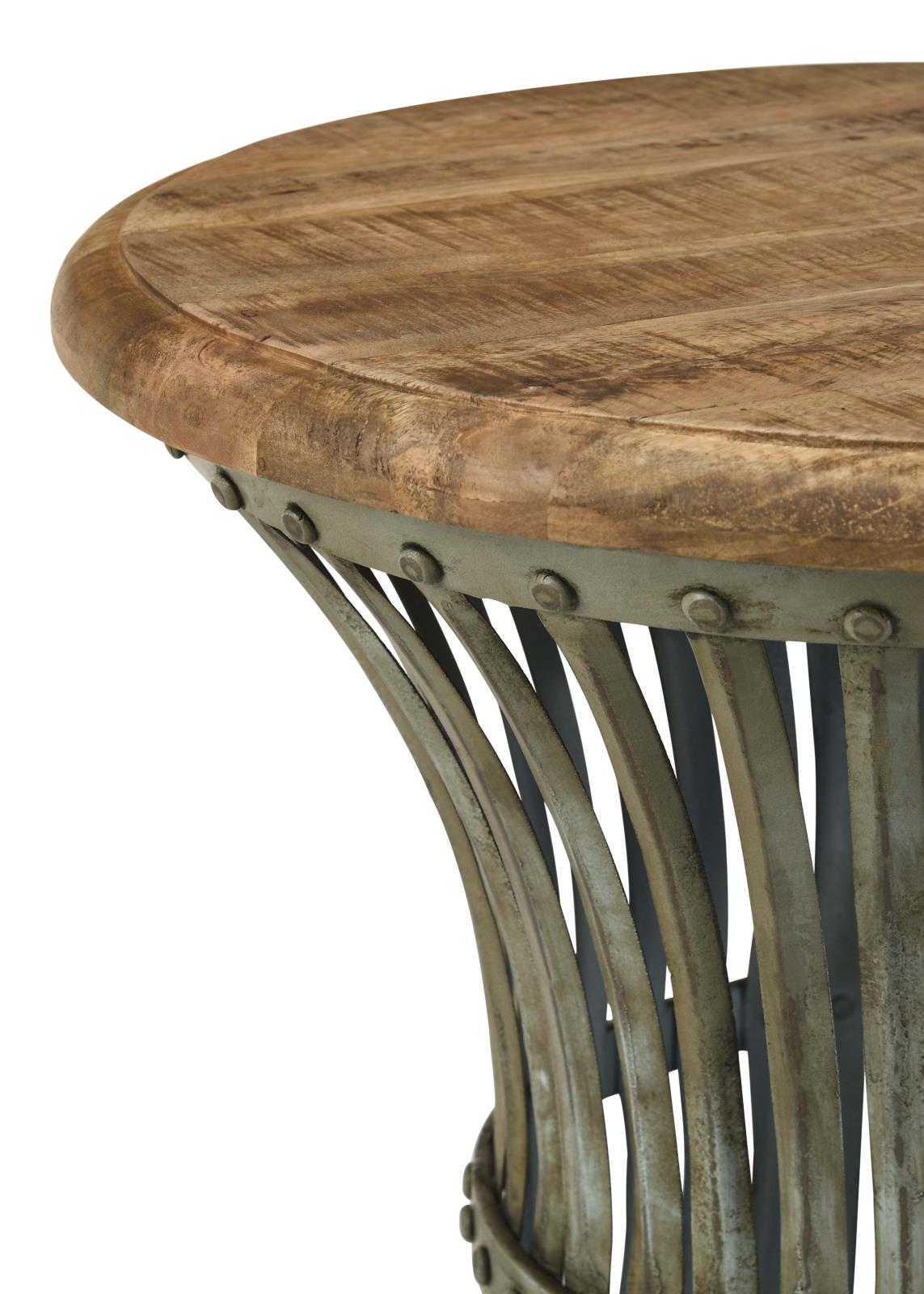 Matyas Round Accent Table with Natural Top and Blue Distressed Base - 931198 - Luna Furniture