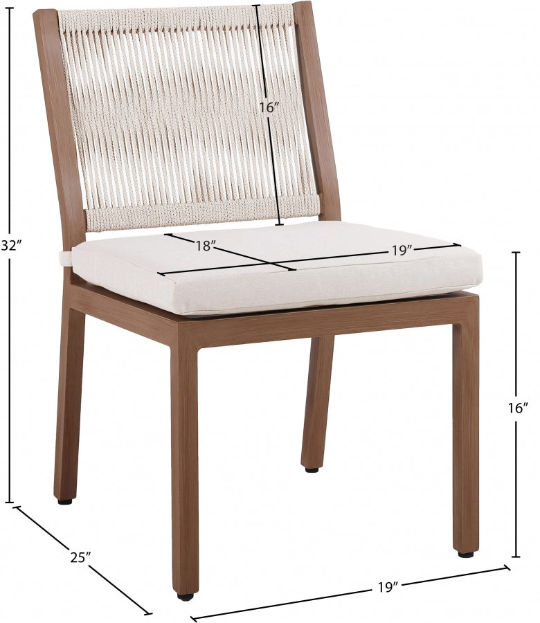 Maui Water Resistant Fabric Outdoor Patio Dining Side Chair Cream, Set of 2 from Meridian - Luna Furniture