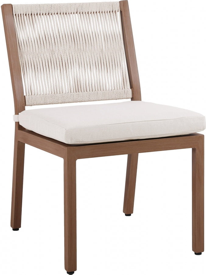 Maui Water Resistant Fabric Outdoor Patio Dining Side Chair Cream, Set of 2 from Meridian - Luna Furniture