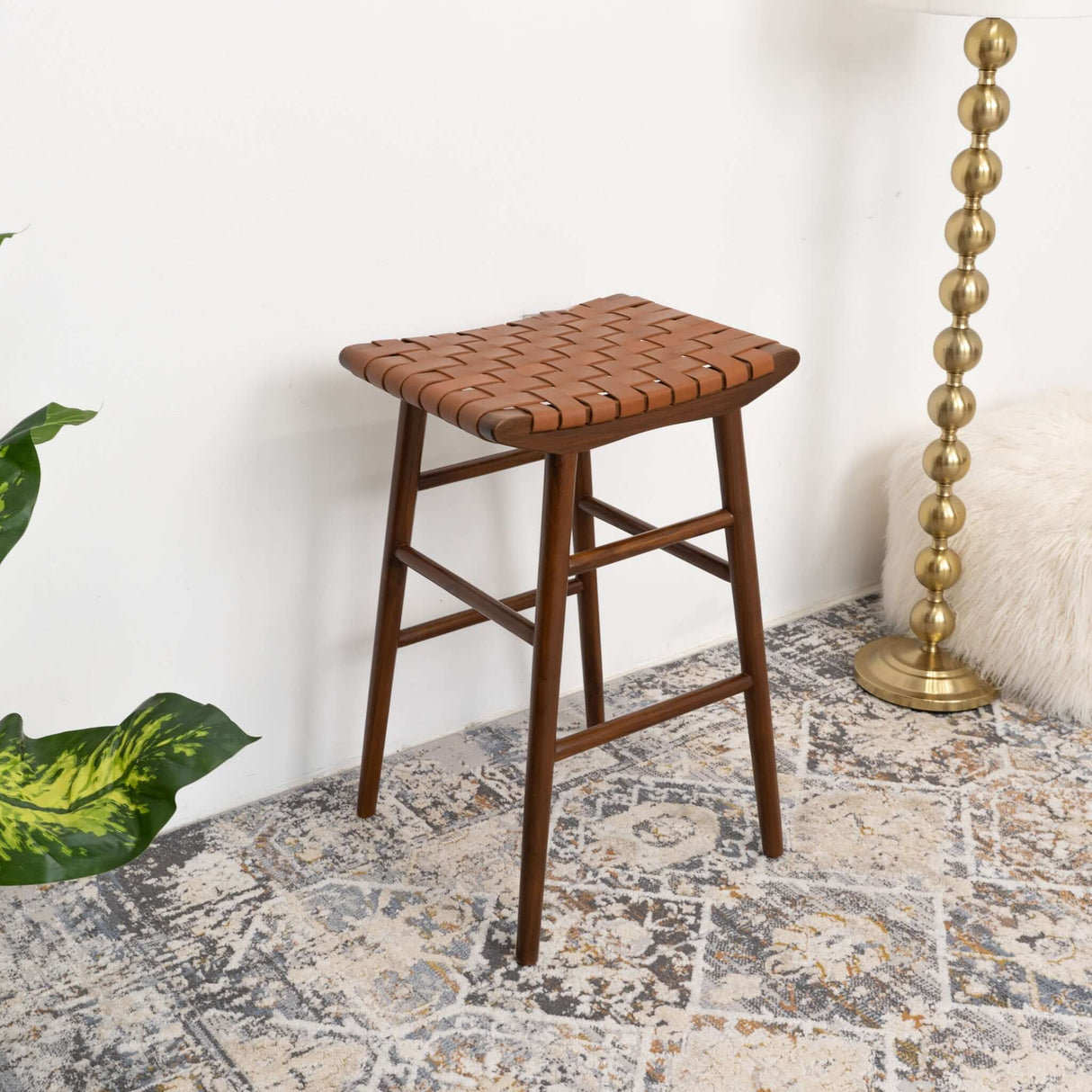 Maya 30" Genuine Leather Stool in Tan - AFC01894 - Luna Furniture