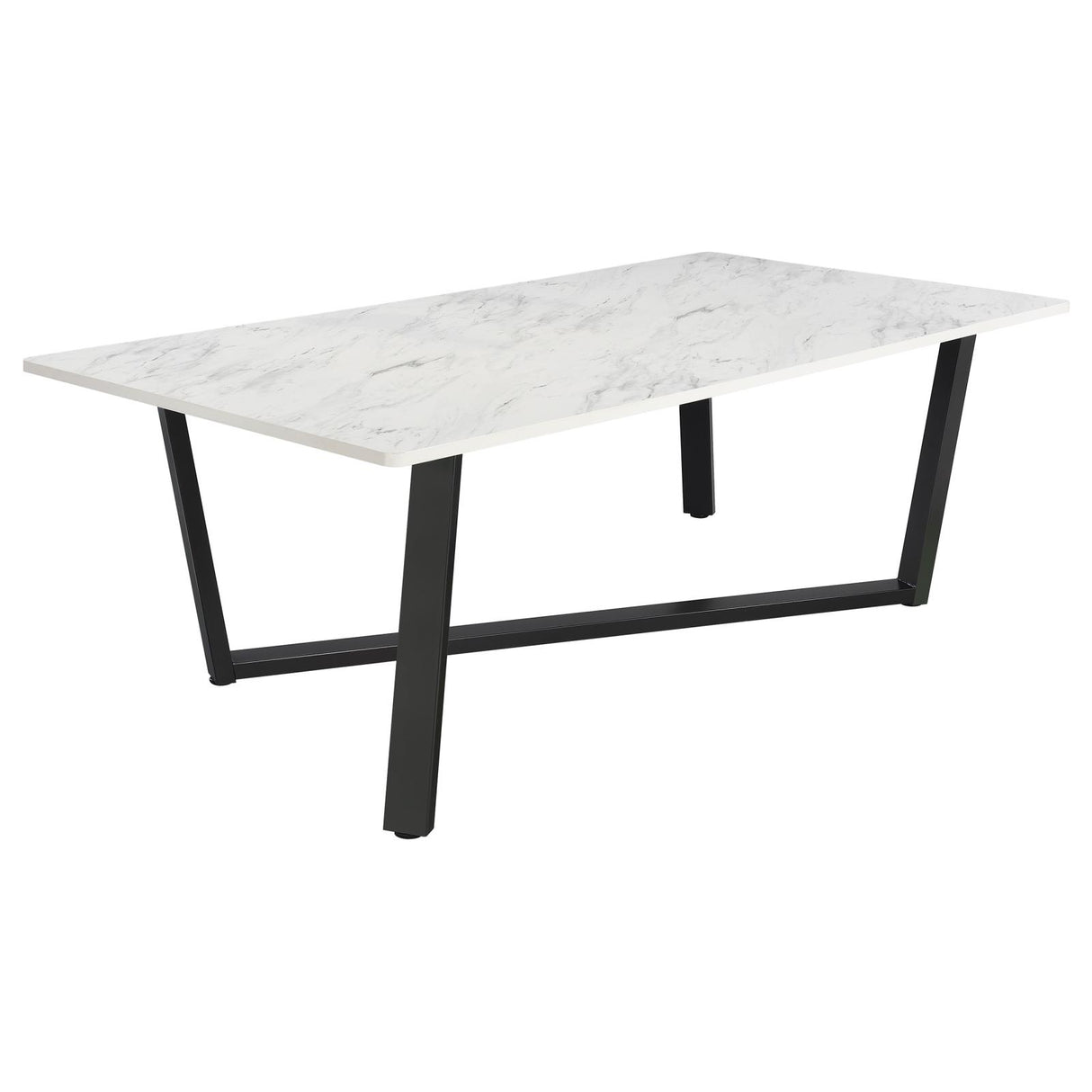 Mayer Faux White Marble/Gunmetal Rectangular Dining Table from Coaster - Luna Furniture