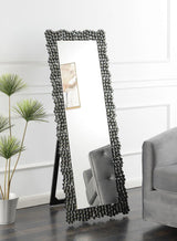 McKay Silver/Smoky Gray Textural Frame Cheval Floor Mirror from Coaster - Luna Furniture