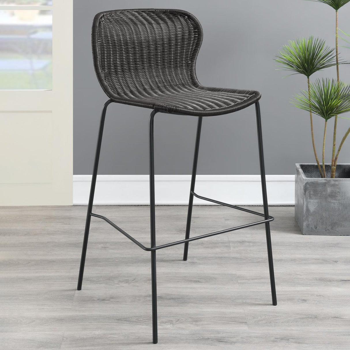 McKinley Brown/Sandy Black Upholstered Bar Stools with Footrest, Set of 2 from Coaster - Luna Furniture