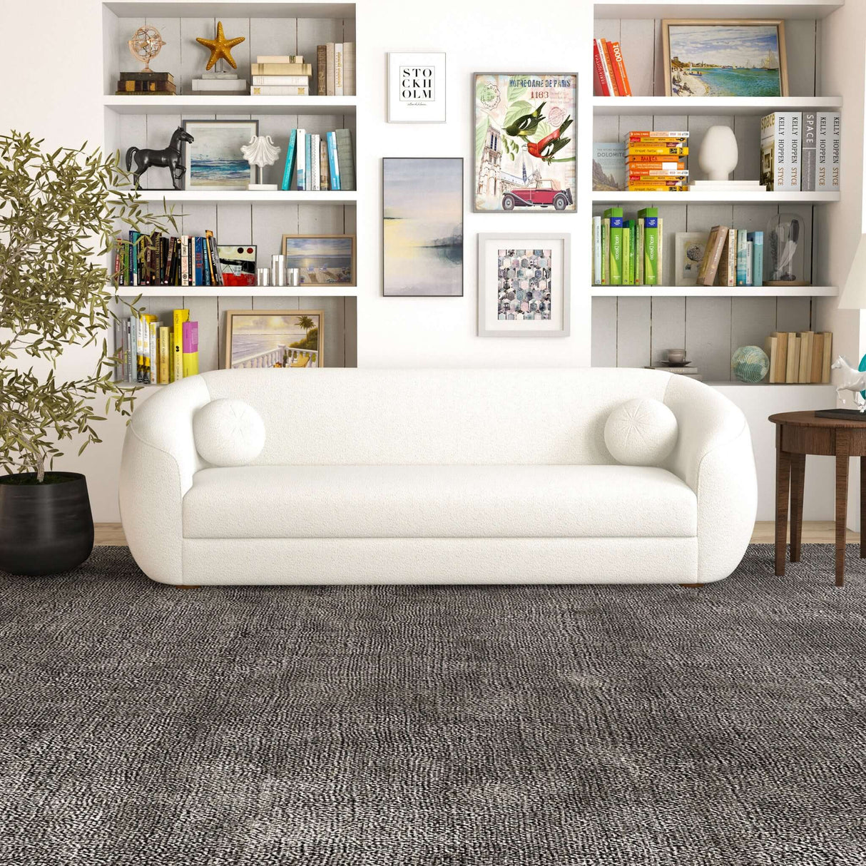 Melinda Boucle Sofa Cream - AFC00474 - Luna Furniture