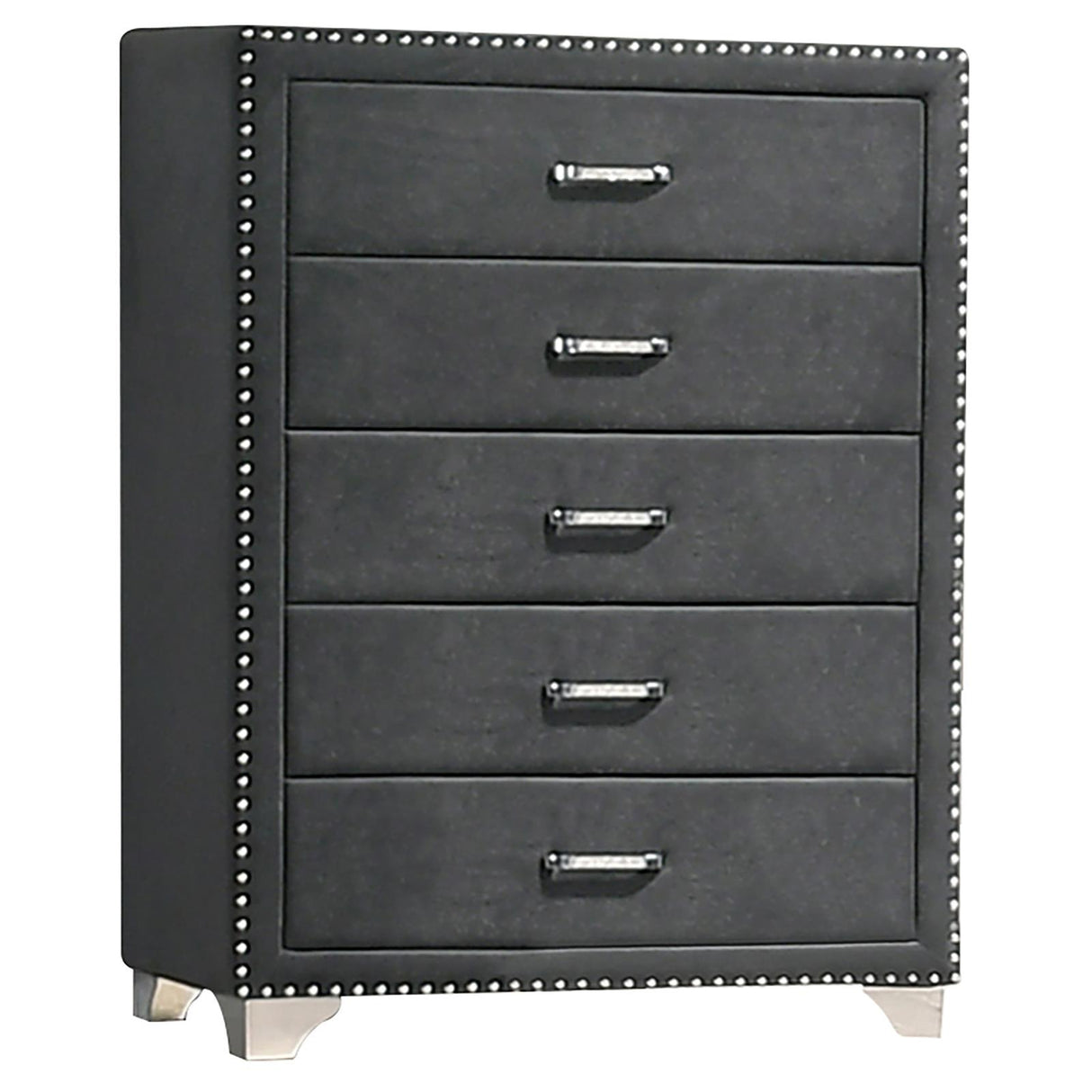 Melody 5-drawer Upholstered Chest Grey - 223385 - Luna Furniture