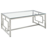 Merced Nickel Rectangle Glass Top Coffee Table from Coaster - Luna Furniture