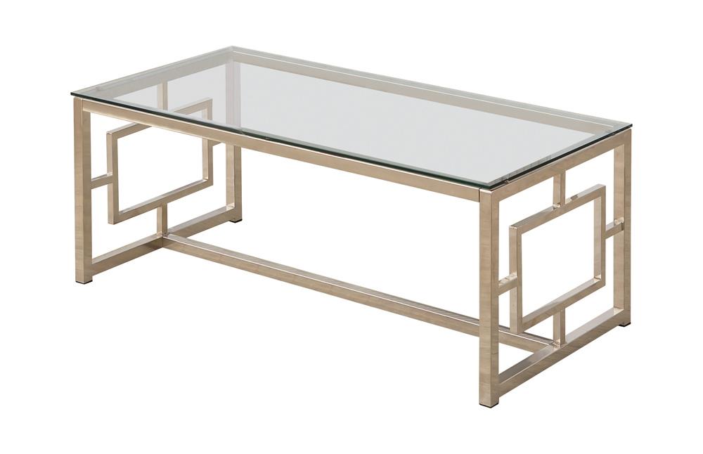 Merced Nickel Rectangle Glass Top Coffee Table from Coaster - Luna Furniture