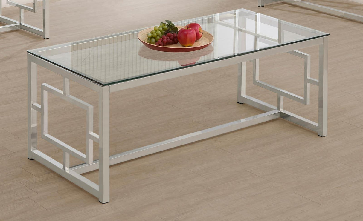 Merced Nickel Rectangle Glass Top Coffee Table from Coaster - Luna Furniture