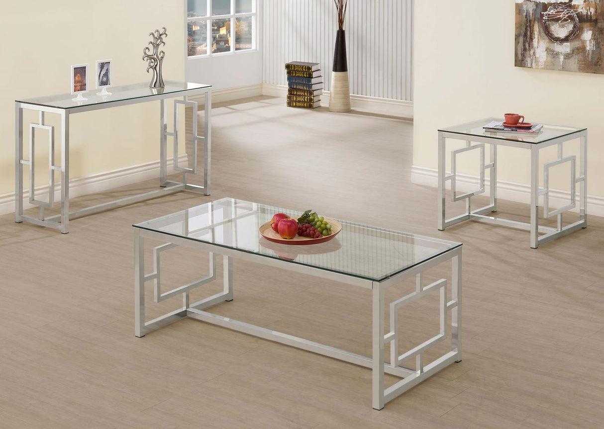 Merced Nickel Rectangle Glass Top Coffee Table from Coaster - Luna Furniture