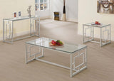 Merced Nickel Rectangle Glass Top Coffee Table from Coaster - Luna Furniture