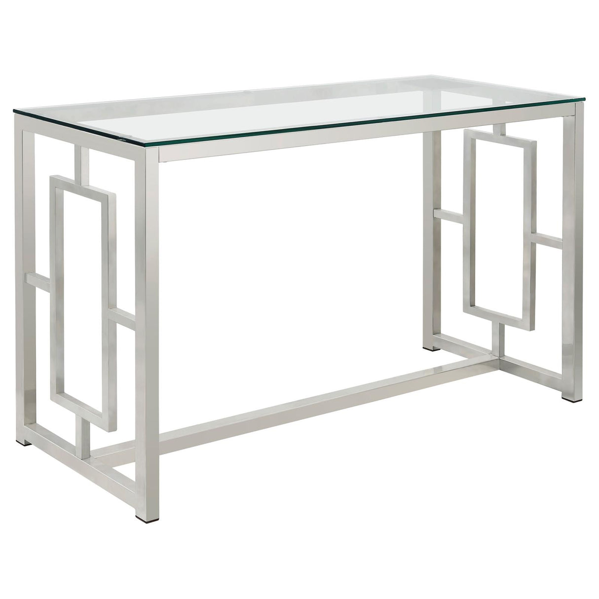 Merced Rectangle Glass Top Sofa Table Nickel from Coaster - Luna Furniture