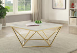 Meryl White/Gold Square Coffee Table from Coaster - Luna Furniture