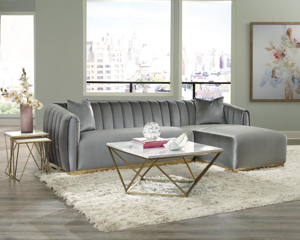 Meryl White/Gold Square Coffee Table from Coaster - Luna Furniture