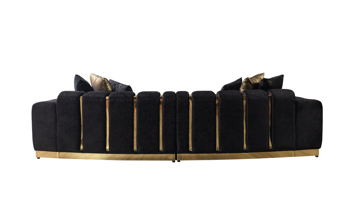 Michelle Black Velvet Curved Sectional - MICHELLE BK-SEC - Luna Furniture