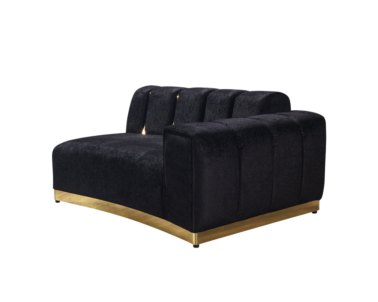 Michelle Black Velvet Curved Sectional - MICHELLE BK-SEC - Luna Furniture