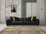 Michelle Black Velvet Curved Sectional - MICHELLE BK-SEC - Luna Furniture