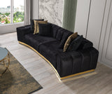 Michelle Black Velvet Curved Sectional - MICHELLE BK-SEC - Luna Furniture