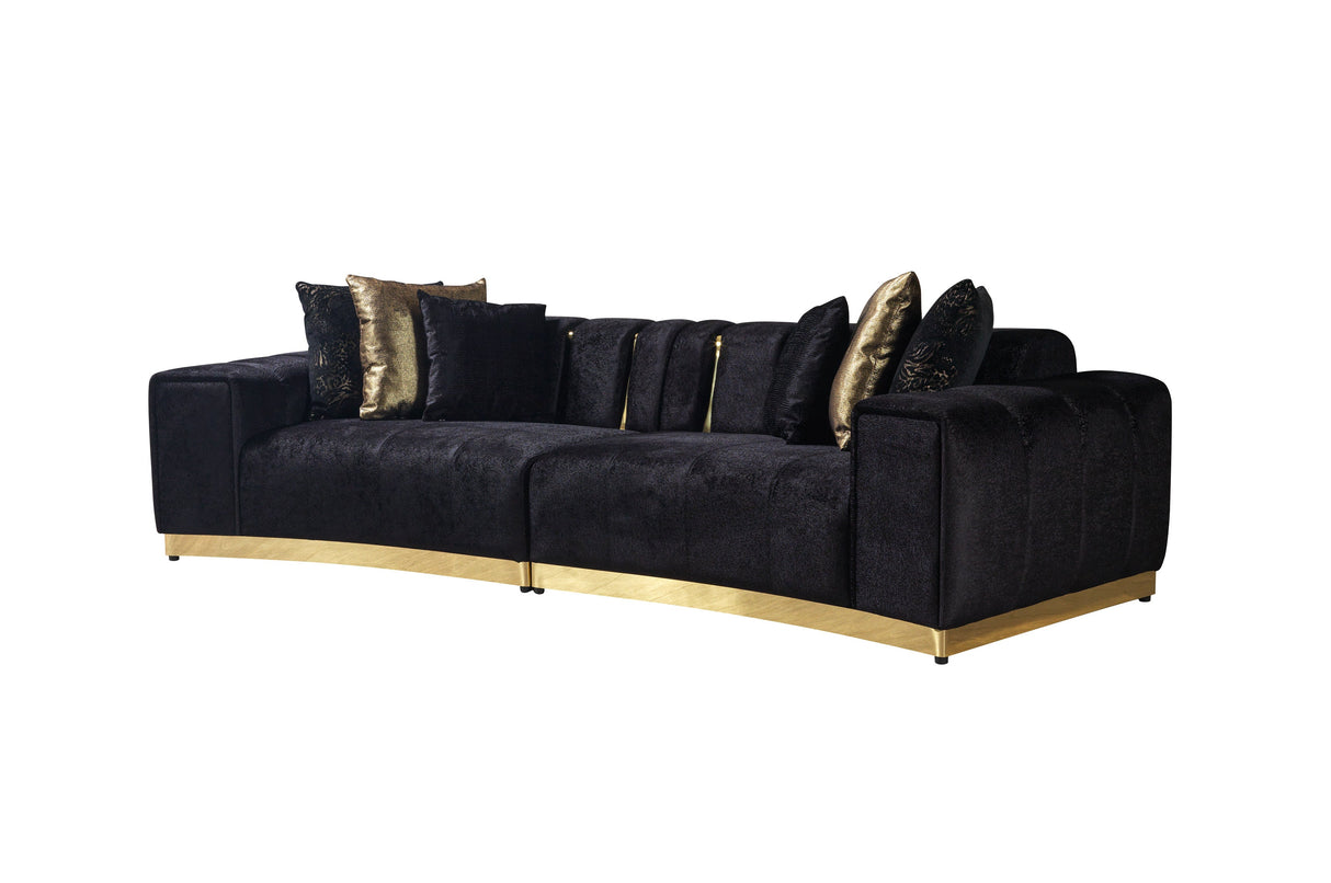 Michelle Black Velvet Curved Sectional - MICHELLE BK-SEC - Luna Furniture