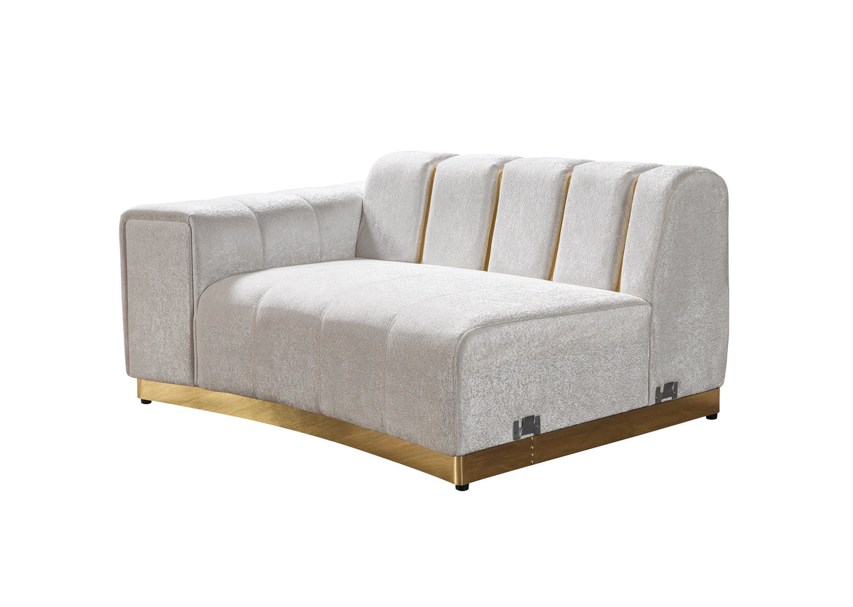 Michelle Ivory Velvet Curved Sectional - MICHELLE IV-SEC - Luna Furniture