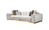 Michelle Ivory Velvet Curved Sectional - MICHELLE IV-SEC - Luna Furniture