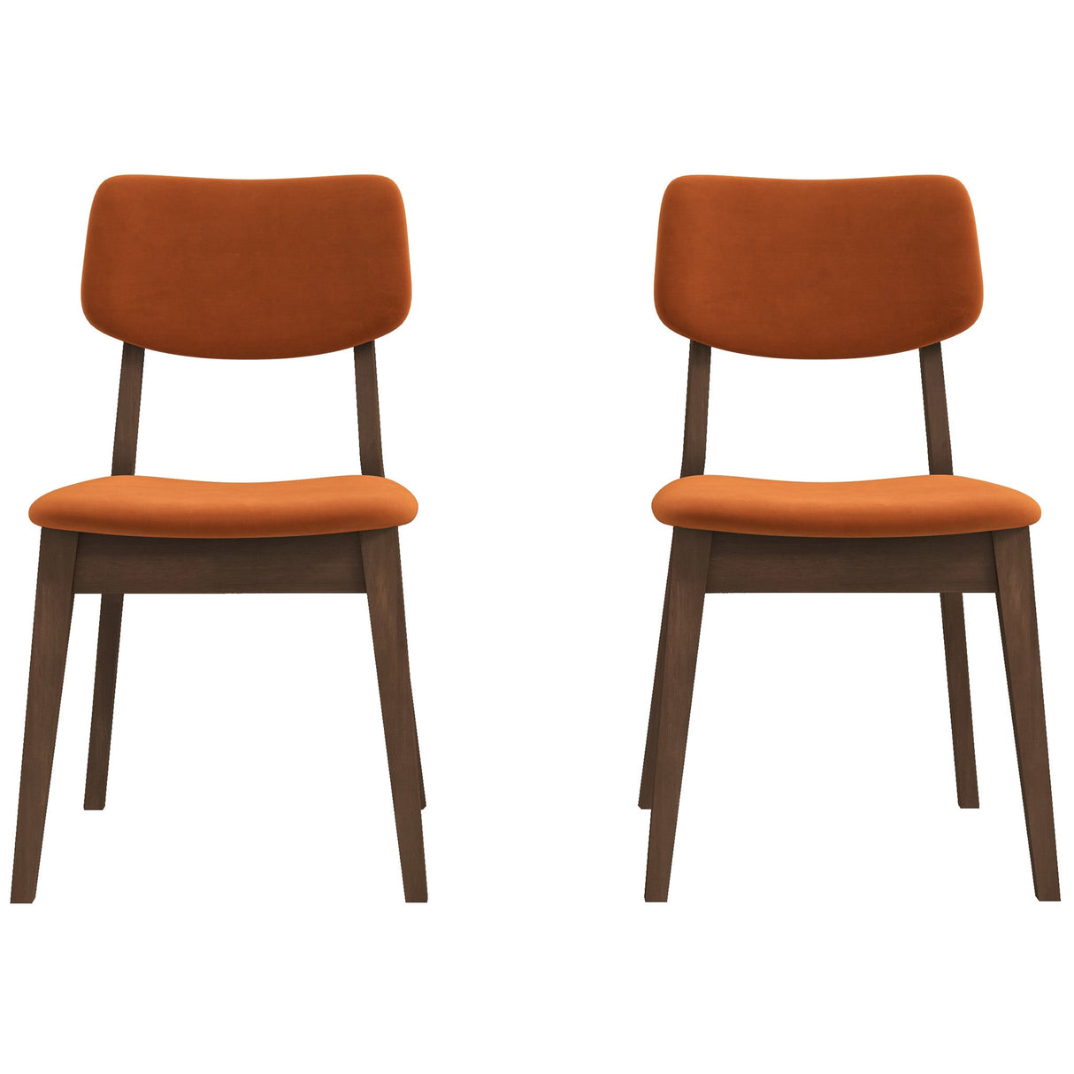 Mid-Century Modern Velvet Solid Back Side Chair (Set of 2) Burnt Orange Velvet - AFC01832 - Luna Furniture