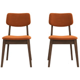 Mid-Century Modern Velvet Solid Back Side Chair (Set of 2) Burnt Orange Velvet - AFC01832 - Luna Furniture