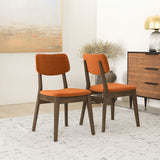 Mid-Century Modern Velvet Solid Back Side Chair (Set of 2) Burnt Orange Velvet - AFC01832 - Luna Furniture