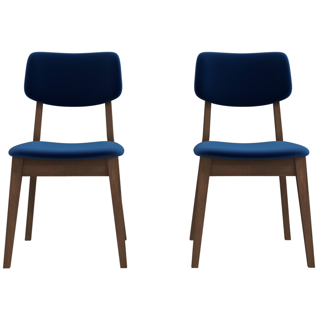 Mid-Century Modern Velvet Solid Back Side Chair (Set of 2) Teal Blue Velvet - AFC01831 - Luna Furniture