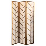 Mila Foldable 3-Panel Screen Walnut and Linen - 962923 - Luna Furniture