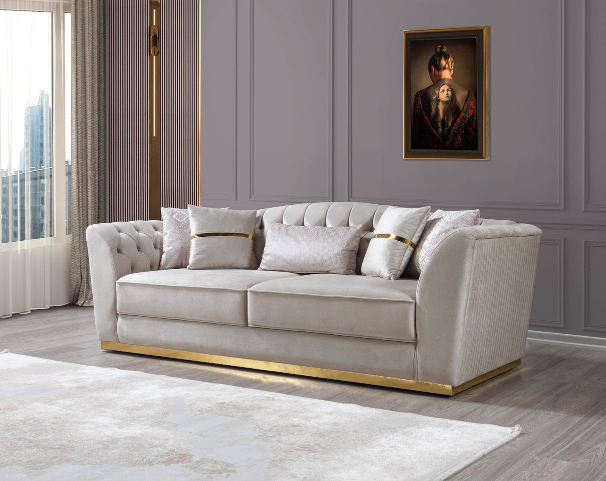 Milena Ivory Velvet Sofa & Loveseat - MILENAIV-SL - Luna Furniture