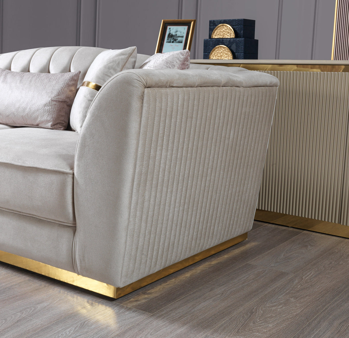 Milena Ivory Velvet Sofa & Loveseat - MILENAIV-SL - Luna Furniture