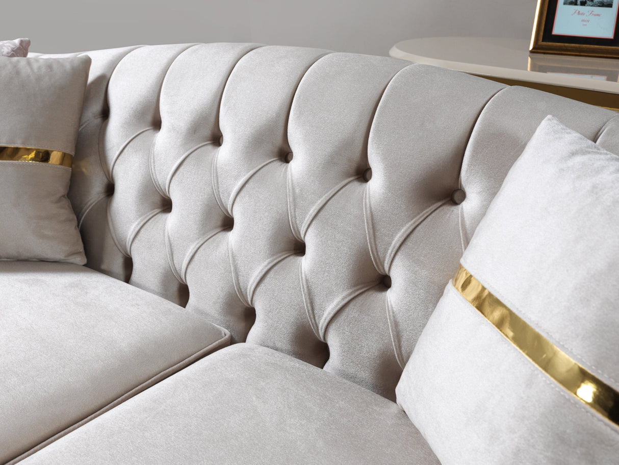 Milena Ivory Velvet Sofa & Loveseat - MILENAIV-SL - Luna Furniture