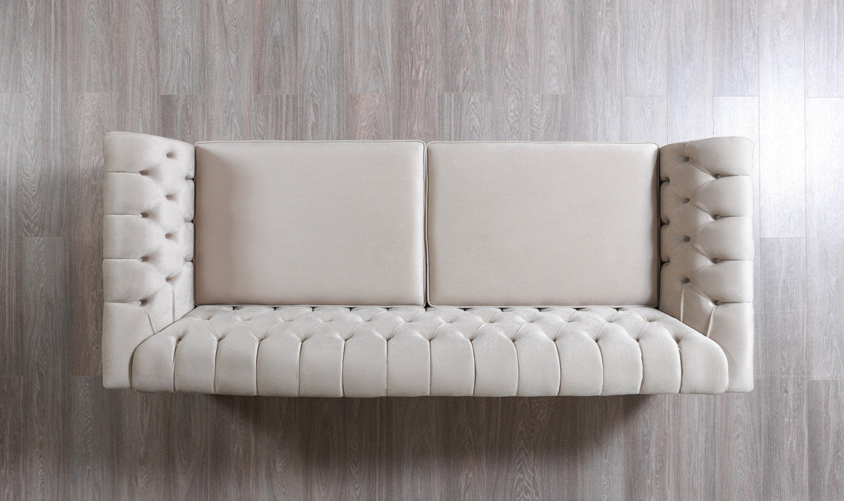 Milena Ivory Velvet Sofa & Loveseat - MILENAIV-SL - Luna Furniture