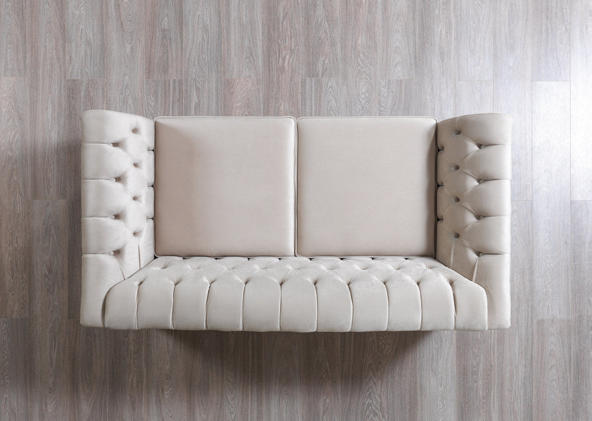 Milena Ivory Velvet Sofa & Loveseat - MILENAIV-SL - Luna Furniture