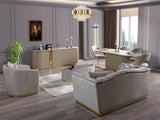 Milena Ivory Velvet Sofa & Loveseat - MILENAIV-SL - Luna Furniture