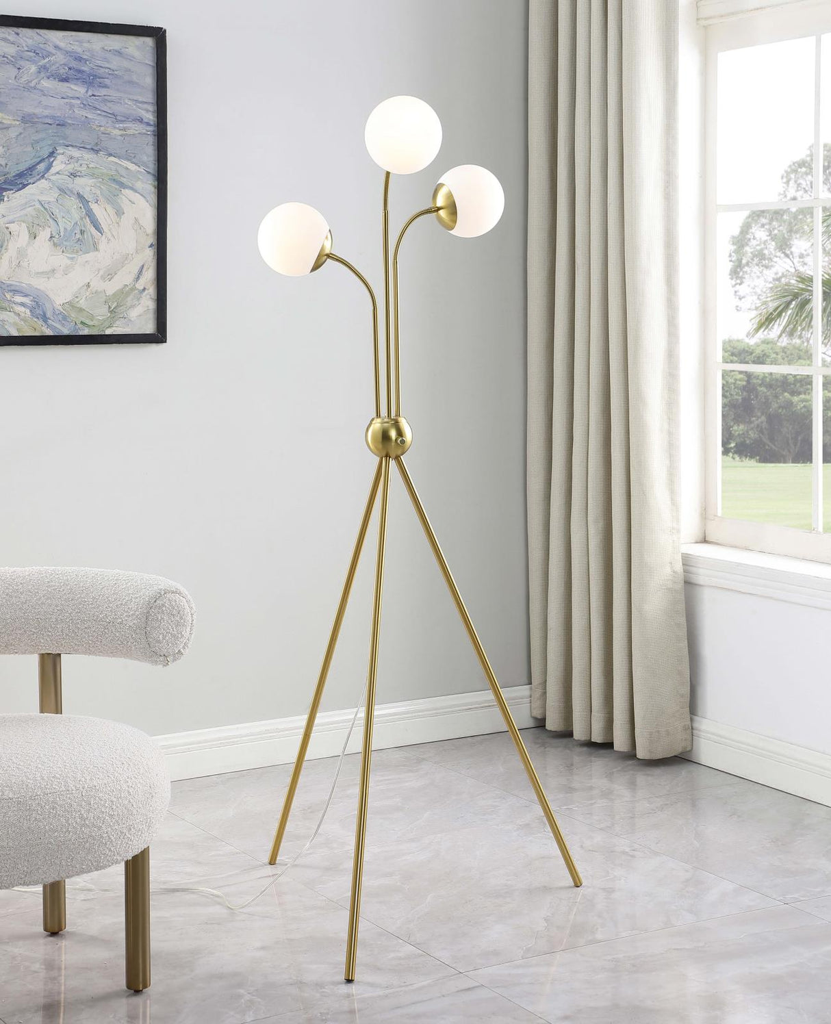 Miley Trio Tree Floor Lamp Gold from Coaster - Luna Furniture