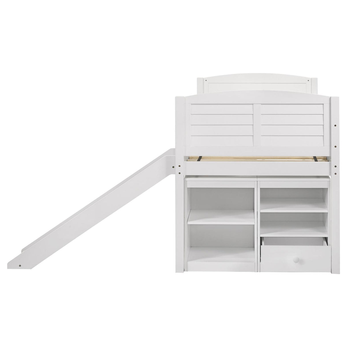 Millie Twin Workstation Loft Bed White - 400330T - Luna Furniture